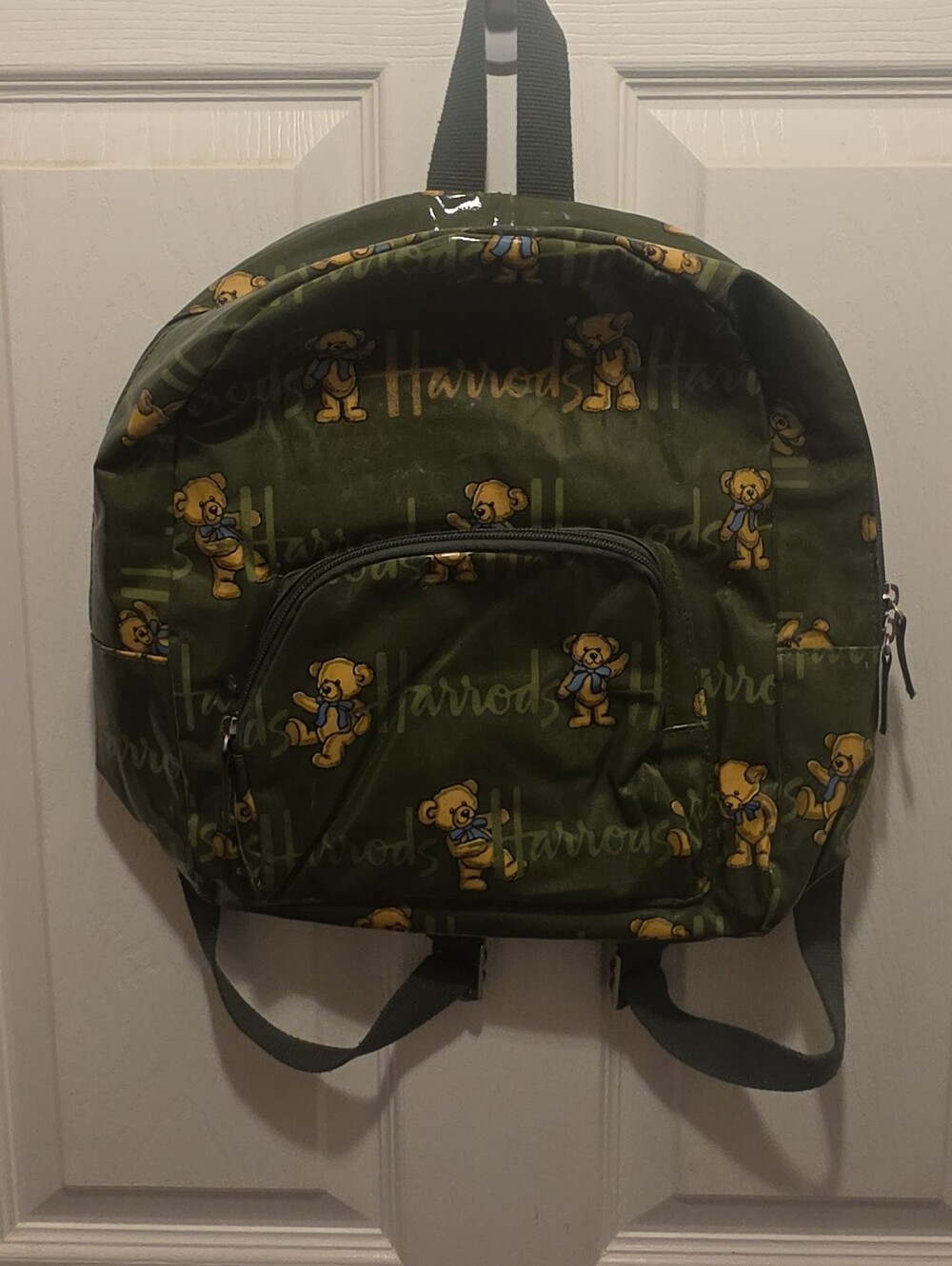 Harrods Olive Green Teddy Print Backpack for Men